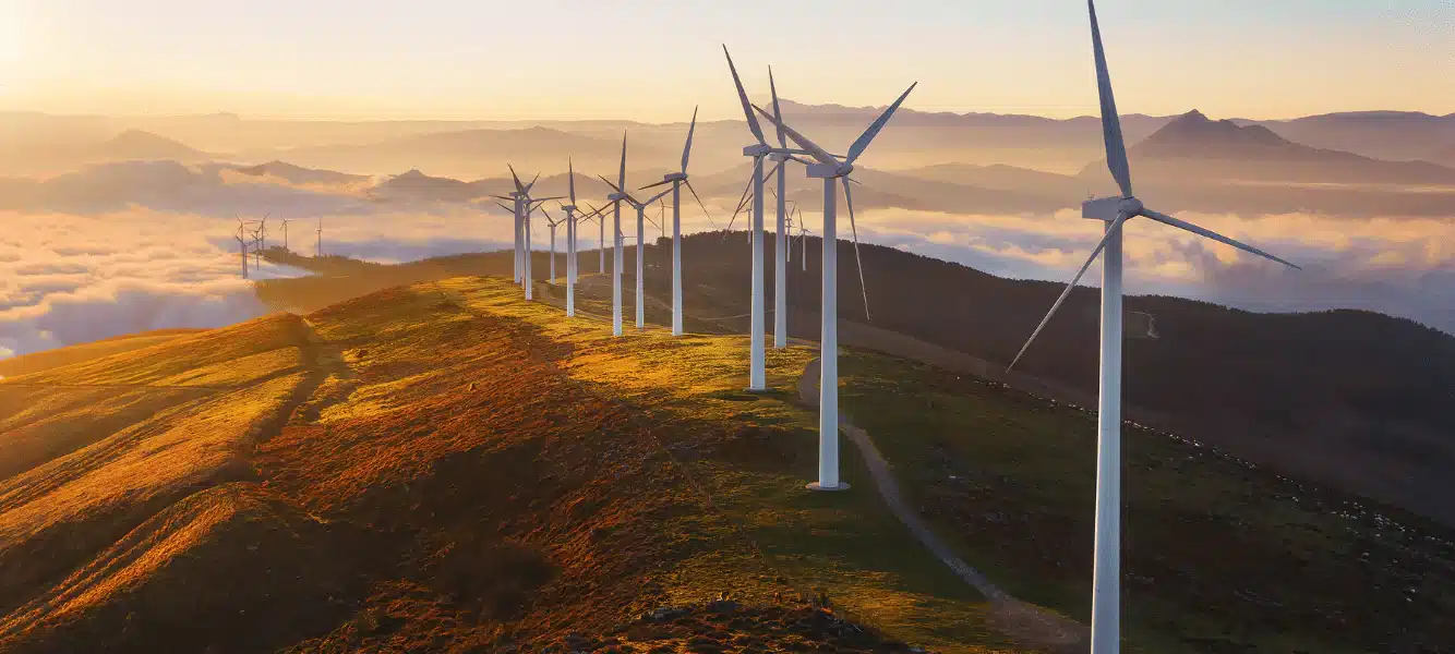 An image of wind turbines in energy sector recruitment