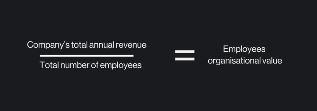 a graphic that reads, revenue per employee divided by number of working days (254 in 2024) = potential revenue lost per day per employee