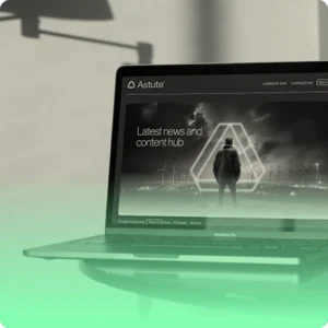 astute's website displayed on a laptop